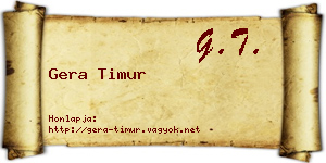 Gera Timur névjegykártya